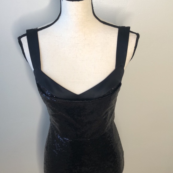 NWOT Monique Lhuillier Black Sequin silk dress - Picture 7 of 11